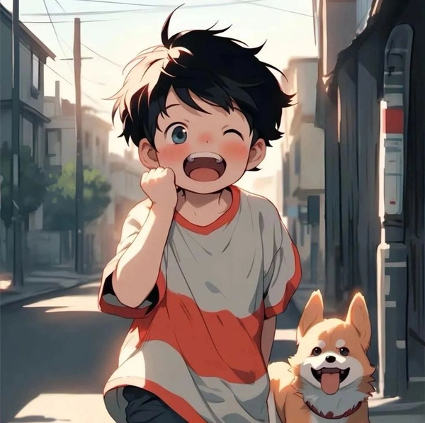 cute boy pic cartoon with background blur