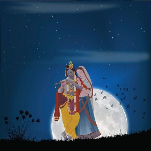 radha krishna mythology illustration