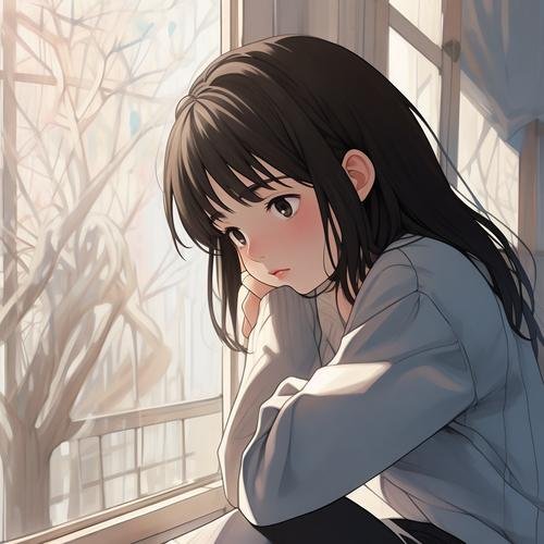 sad dp girl cartoon aesthetic