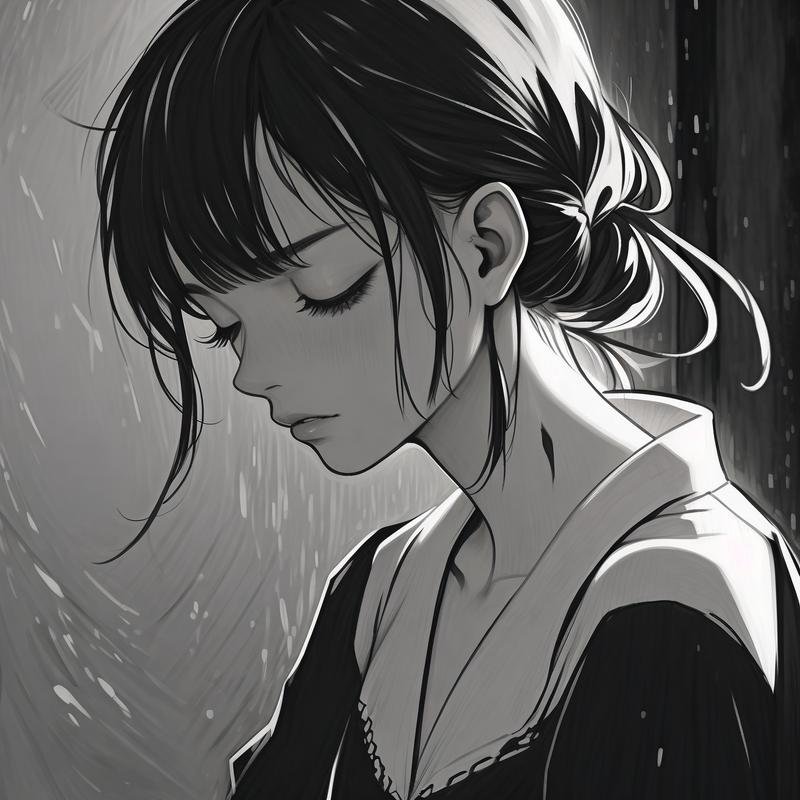 sad dp girl cartoon profile