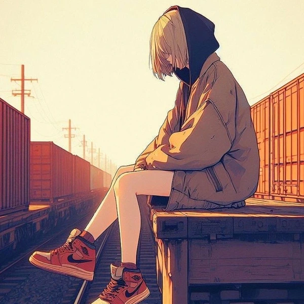 sad girl cartoon dp near window light