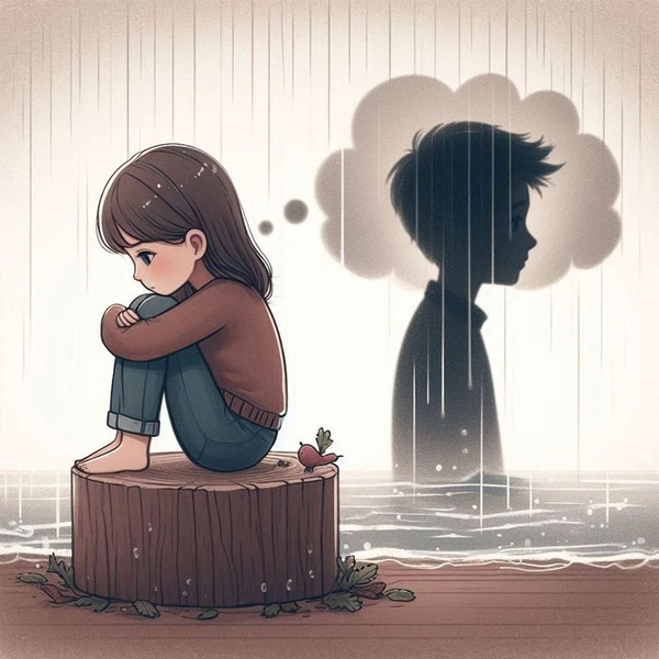 sad girl cartoon dp standing pose