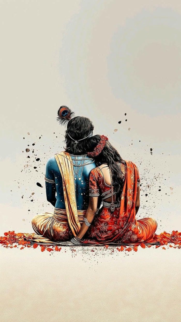 beautiful radha krishna aesthetic pose