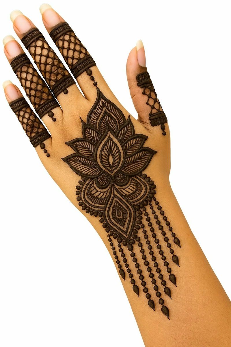 bridal back hand mehndi design