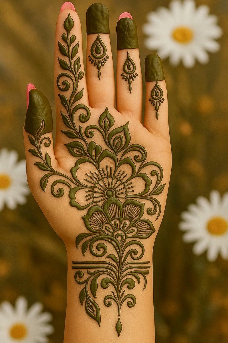 bridal simple back hand mehndi design