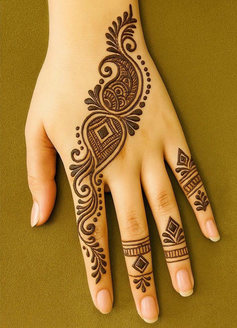 cute back hand mehndi design