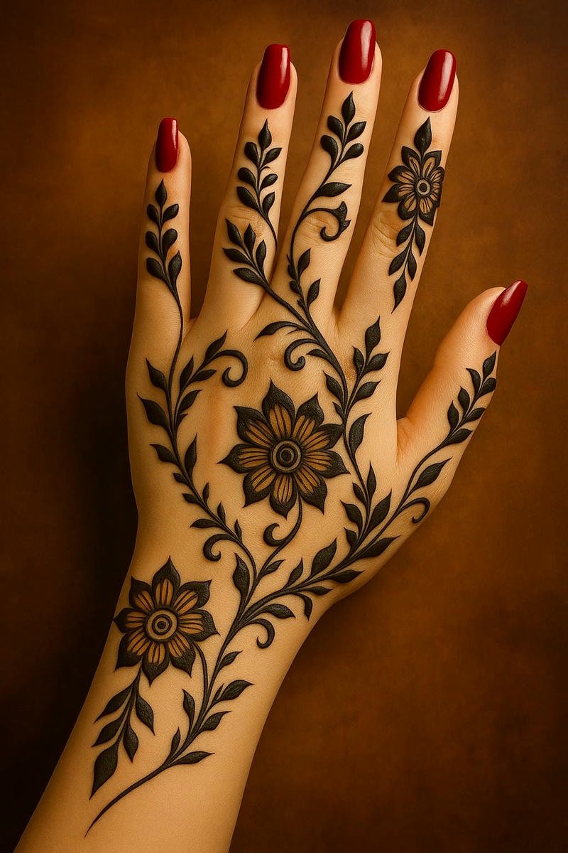 easy back hand mehndi design