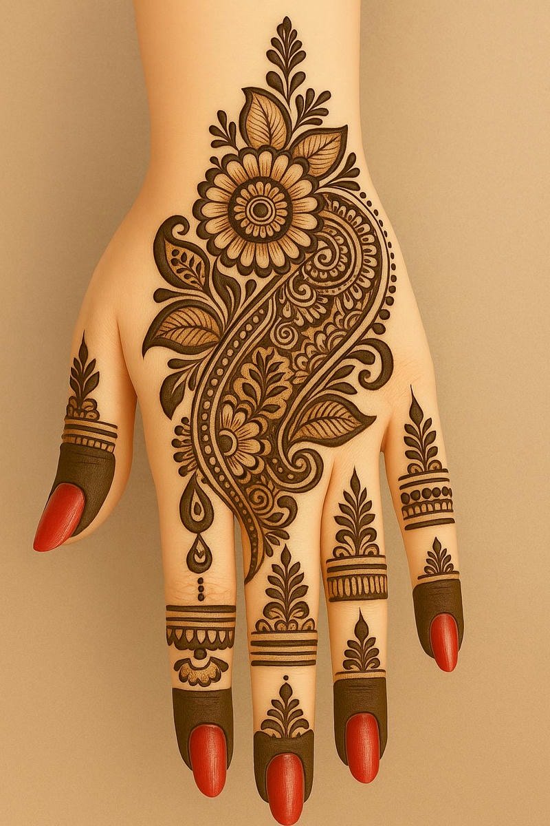 elegant back hand mehndi design