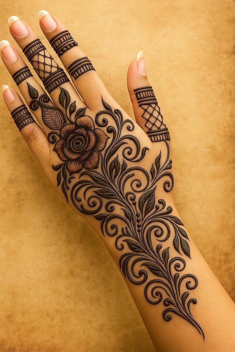 festival back hand mehndi design