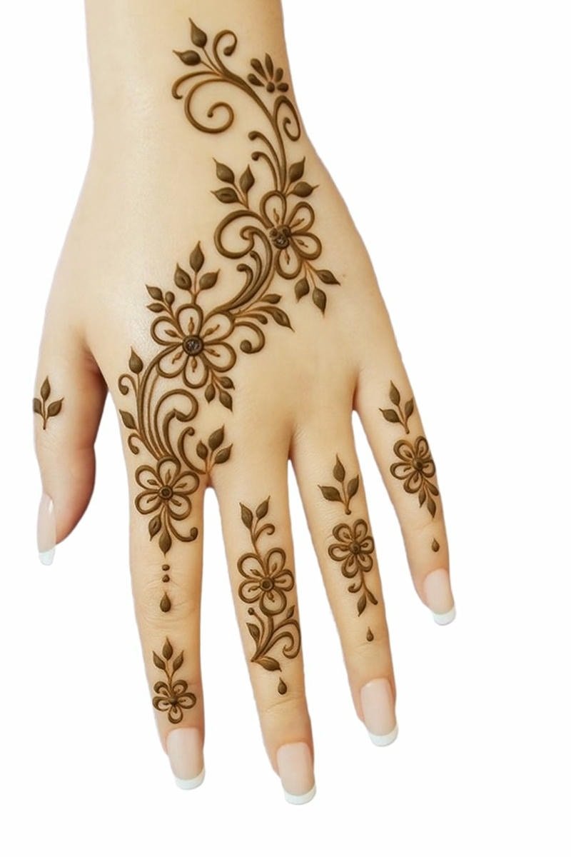floral back hand mehndi design