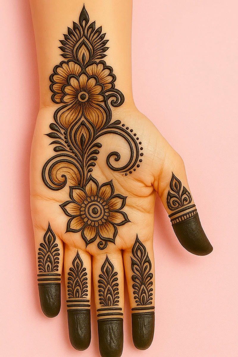 half back hand mehndi design