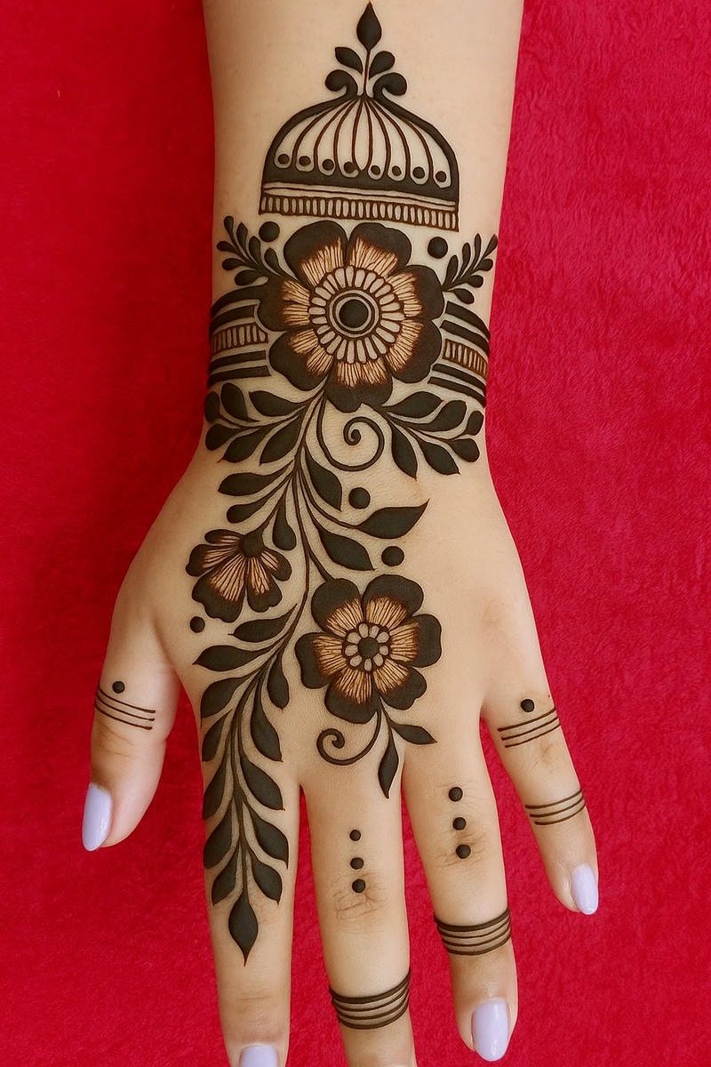 latest back hand mehndi design