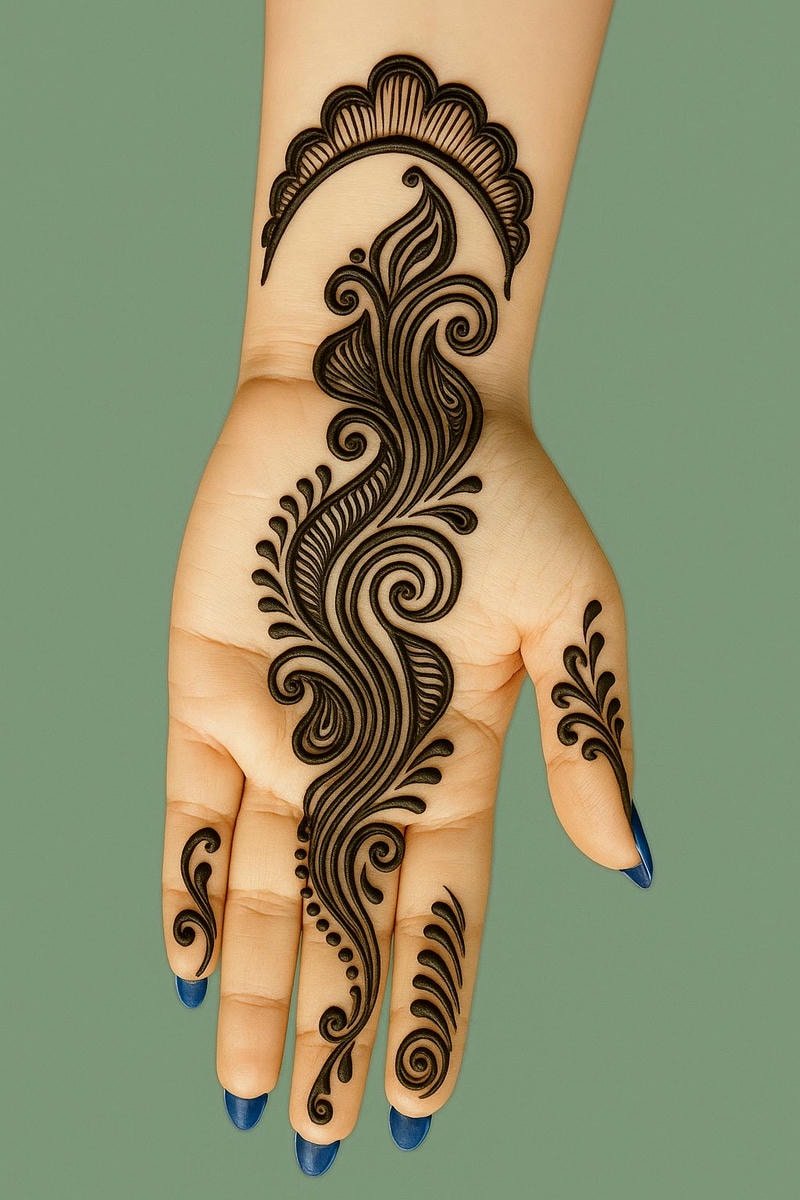 modern back hand mehndi design