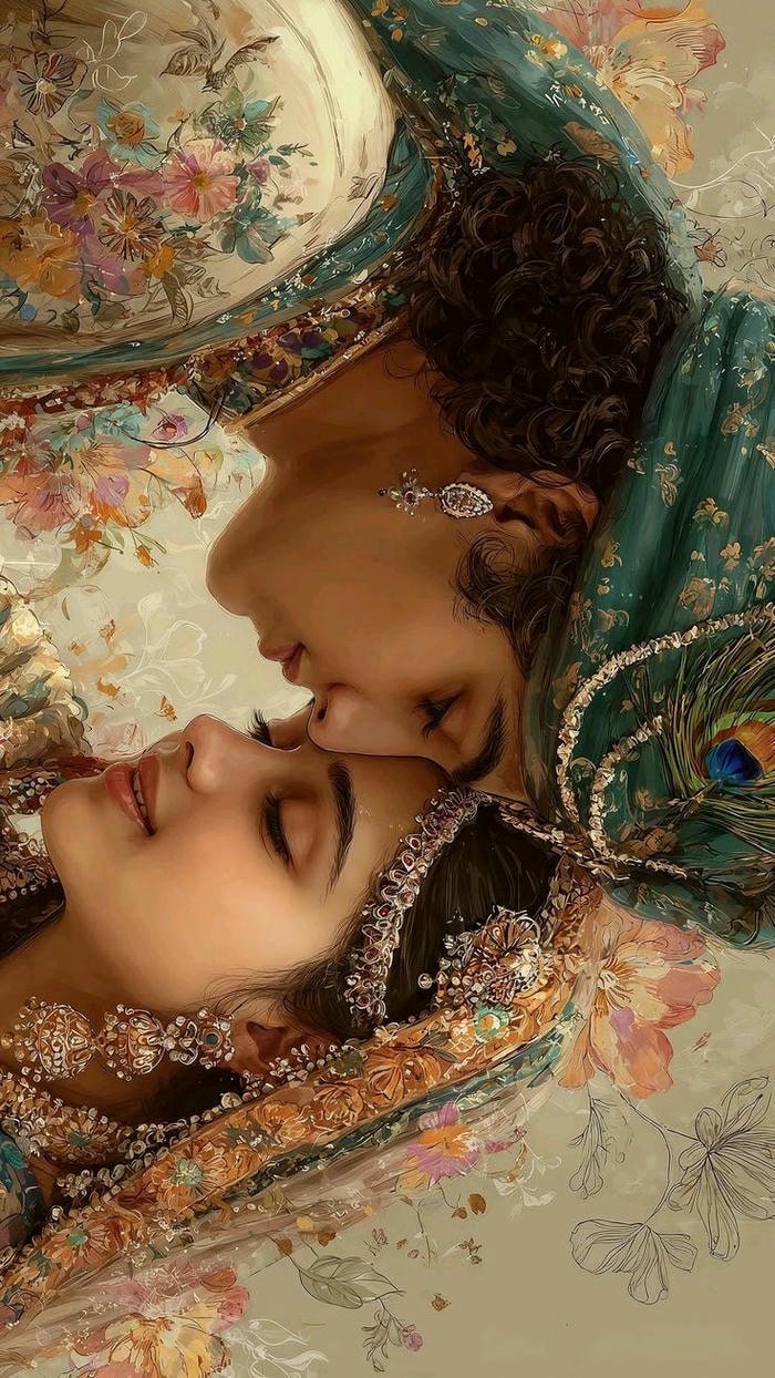 radha krishna aesthetic couple art