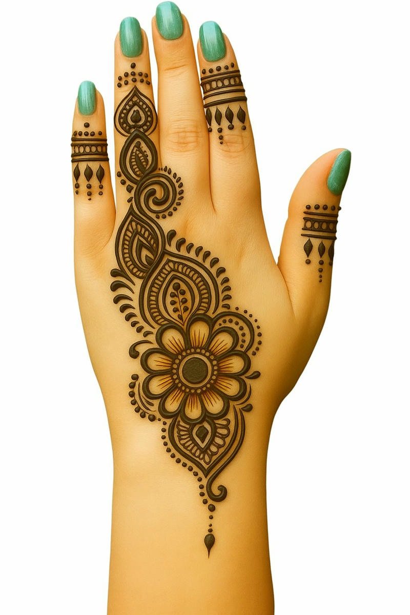 royal back hand mehndi design