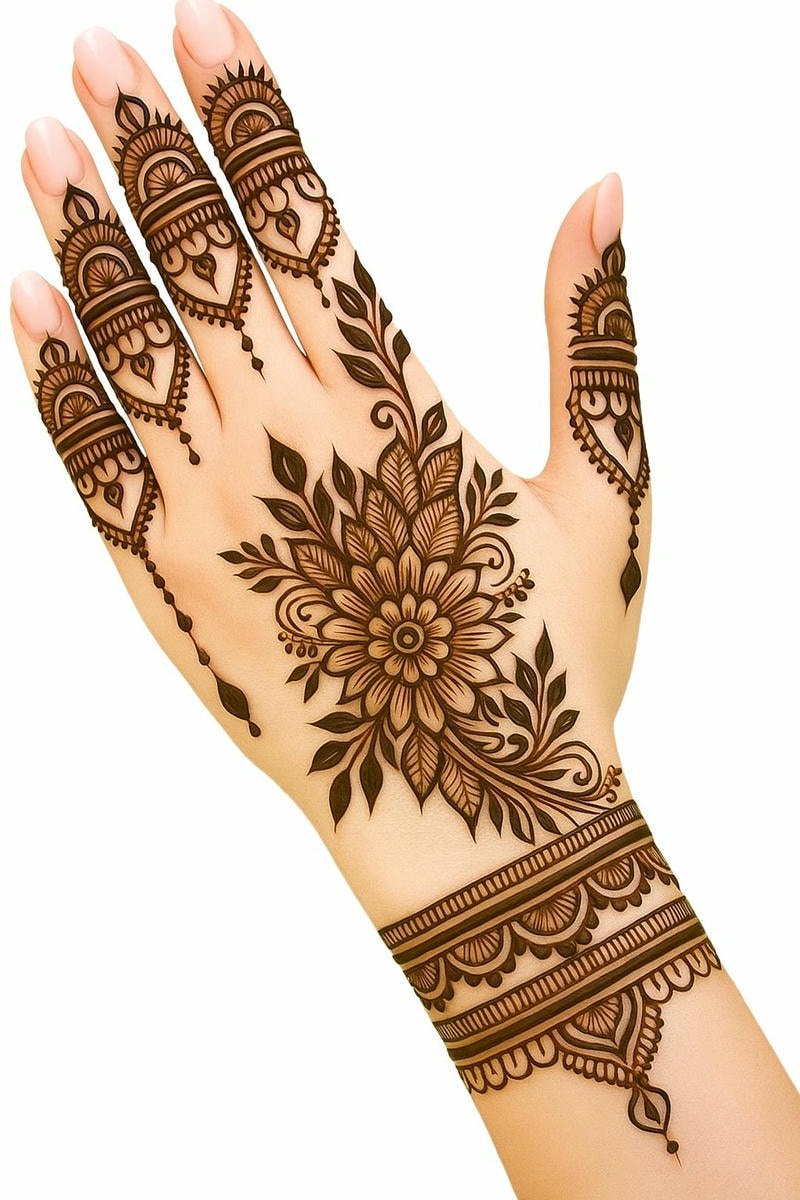 simple back hand mehndi design