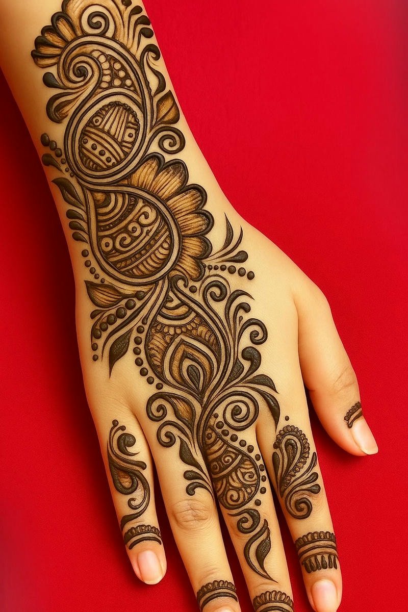 simple floral back hand mehndi design