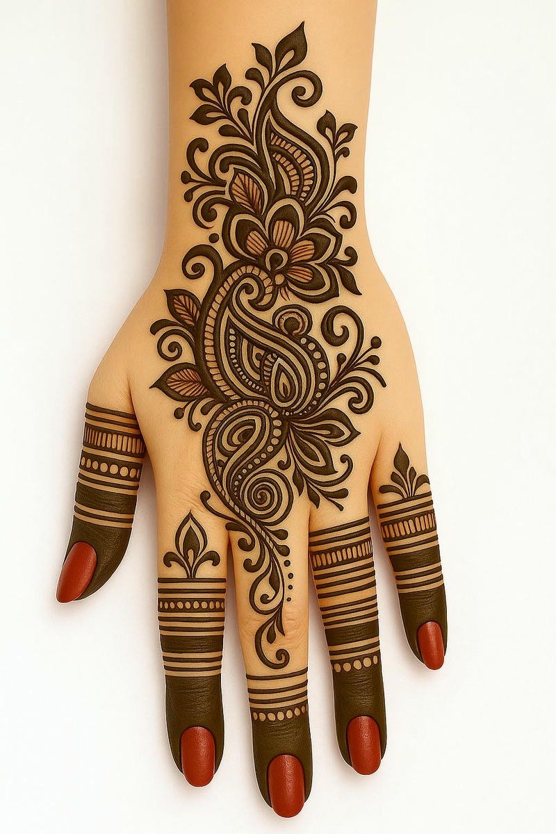 traditional back hand mehndi design