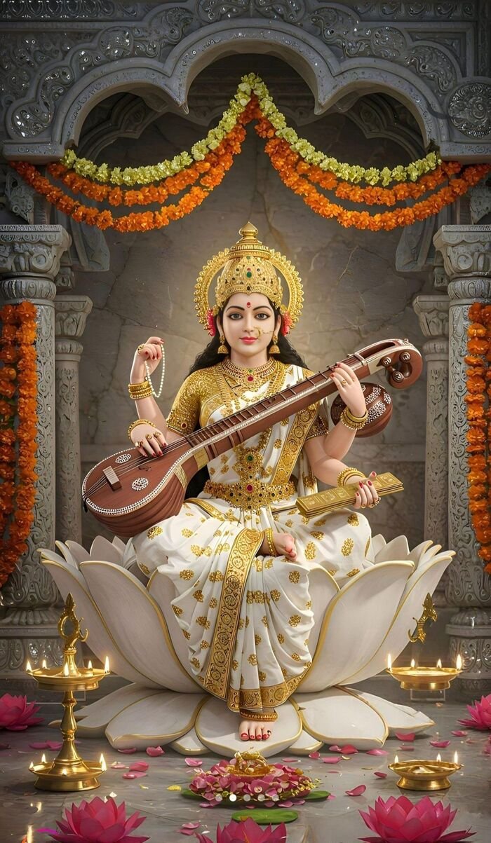 lord saraswati images aethetics full hd